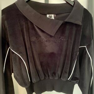 Resting Witch Face Long Sleeve Black Crop Top